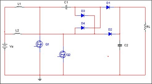  Proposed circuit diagram of step-up DC-DC boost converter topology.